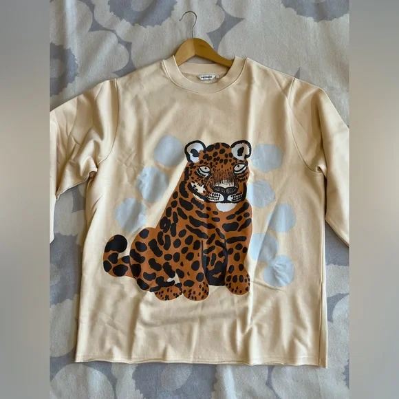 Marimekko Sweater Hiirenvirna Kaksoset Tiger Off White Brown Gray Size M - Picture 7 of 15